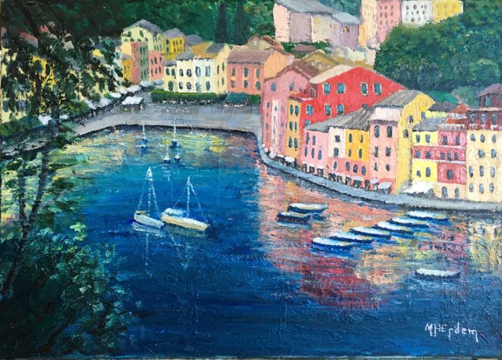 "Bella Portofino" başlıklı Tablo Hakan Erdem tarafından, Orijinal sanat, Petrol Ahşap Sedye çerçevesi üzerine monte edilmiş