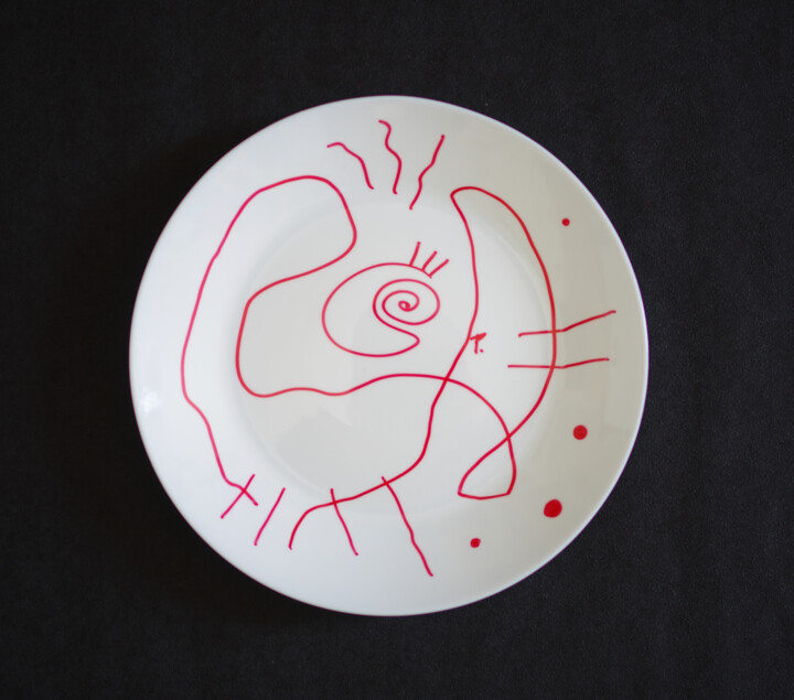 Diseño titulada "Assiette Décorée N°…" por Hakan Portakal, Obra de arte original, Arte de mesa