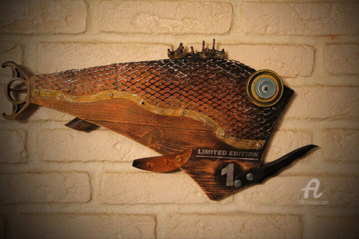 Sculpture intitulée "Fish № 1" par Hakaro, Œuvre d'art originale, Bois