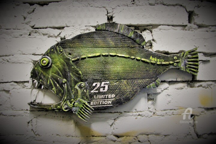 Scultura intitolato "Fish № 25" da Hakaro, Opera d'arte originale, Legno