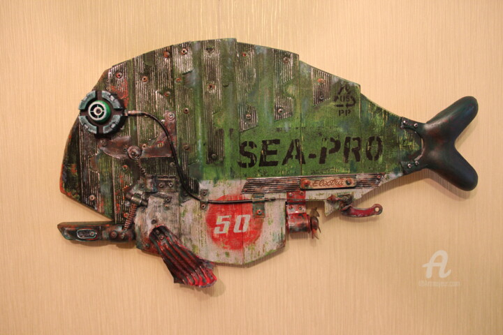 Escultura titulada "Fish № 50" por Hakaro, Obra de arte original, Metales