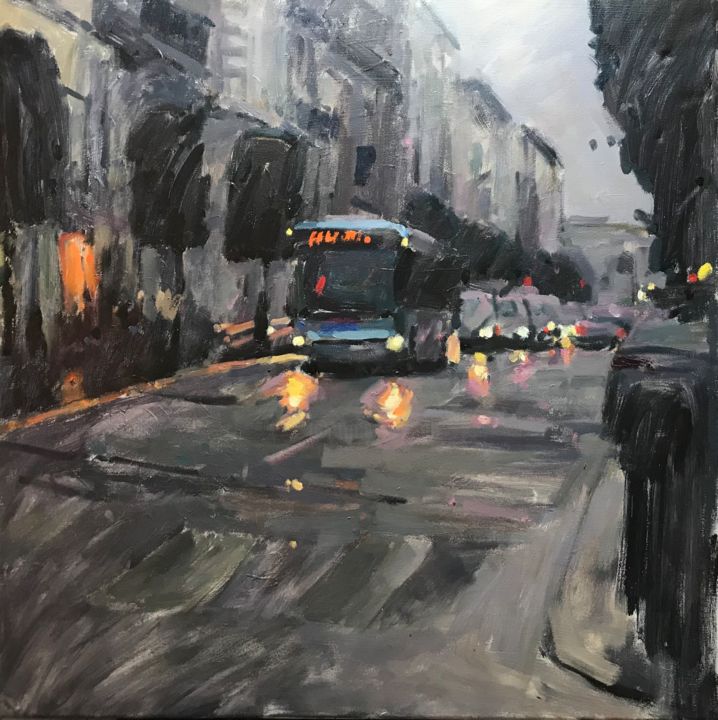 Peinture intitulée "Rouen" par Akim Elmam, Œuvre d'art originale, Huile