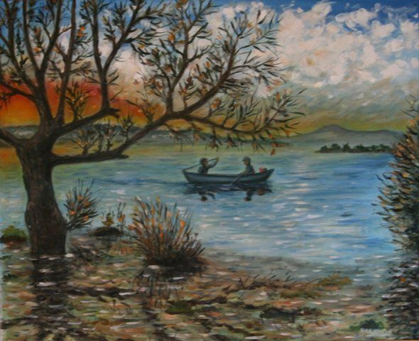 Malerei mit dem Titel "SEA SIDE" von Hakkı Şimşek, Original-Kunstwerk