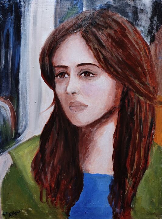 Painting titled "Leaving" by Hala El Naggar, Original Art, Acrylic Mounted on Stretcher frame
