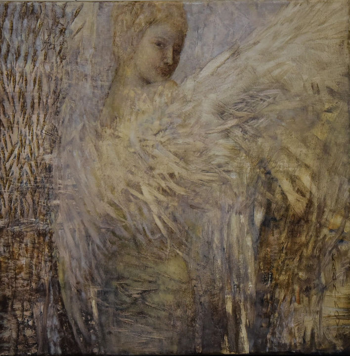 Painting titled "angel" by Olga Kadnikova, Original Artwork, Oil