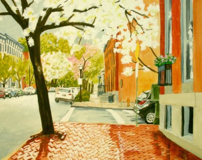 Painting titled "Bolton Hill after t…" by Nick Aumiller, Original Art, Oil