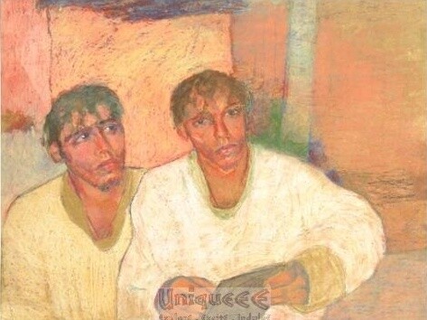 Painting titled ""Two-mers"" by Haleli Sahar-Sadeh, Original Artwork, Oil