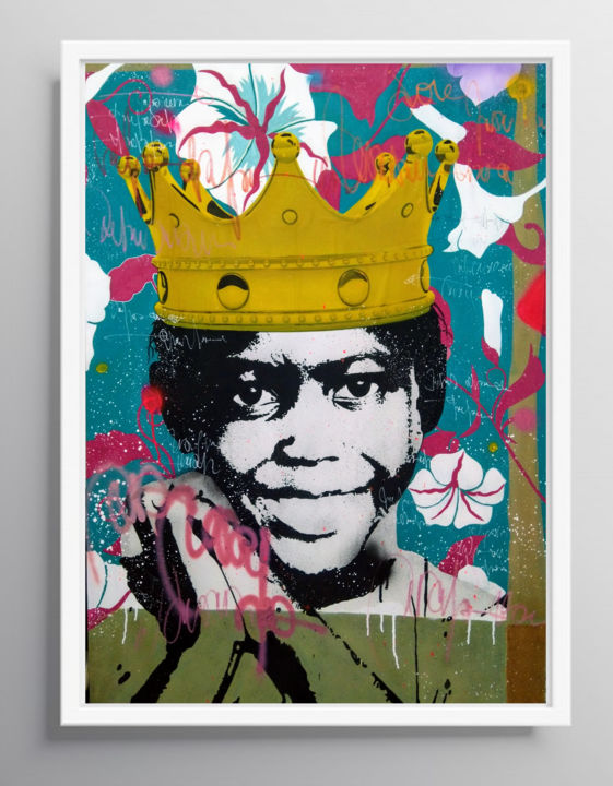 Schilderij getiteld "Young queen" door Halidou, Origineel Kunstwerk, Acryl