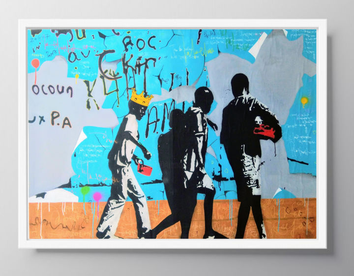 Painting titled "Street Friends#1" by Halidou, Original Artwork, Acrylic