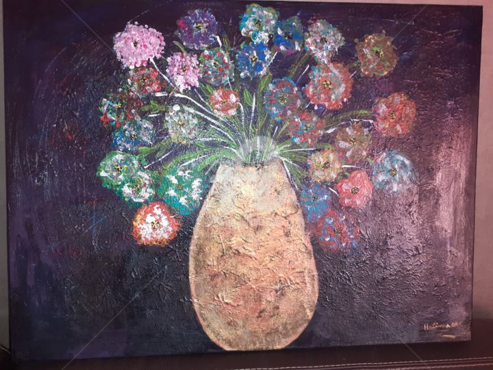 Pintura titulada "Bouquet de Fleures" por Halima Orc, Obra de arte original, Acrílico