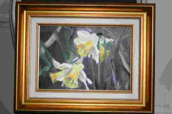 Painting titled "JONQUILLES" by Bernard Halm, Original Artwork