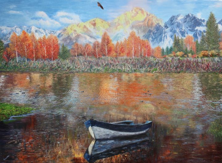 Painting titled "The Great Outdoors" by Kenneth Halvorsen, Original Artwork, Oil