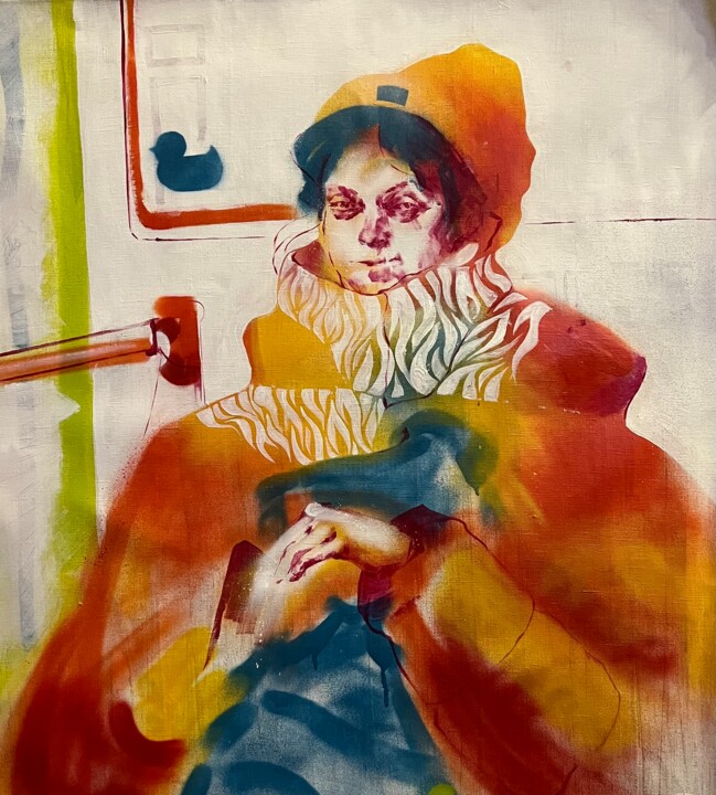 Pintura titulada "Self portrait" por Halyna Abramova, Obra de arte original, Acrílico Montado en Bastidor de camilla de made…