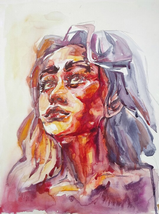 Painting titled "Pain. Part 31" by Halyna Yeremiichuk, Original Artwork, Watercolor