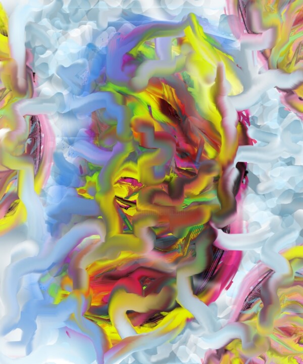 Arts numériques intitulée "La traversée du fle…" par Hama Nat, Œuvre d'art originale, Peinture numérique