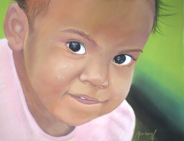 Painting titled "fillette du Hondura…" by Les Pastels De Julie, Original Artwork, Pastel