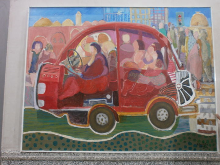 Painting titled "AUTOMOBILE" by Hamda Dniden, Original Artwork, Oil