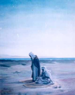 Malerei mit dem Titel "La prière du soir." von Sid-Ahmed Hamdad, Original-Kunstwerk, Andere