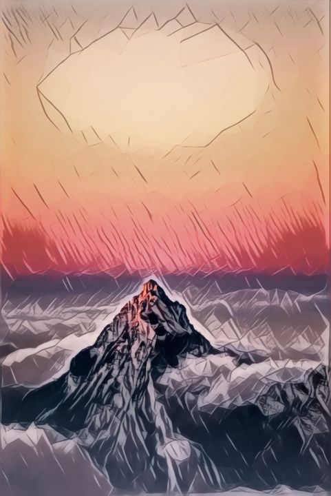 Digital Arts με τίτλο "Mountain" από Hamdi Mendili, Αυθεντικά έργα τέχνης, Φωτογραφία Μοντάζ