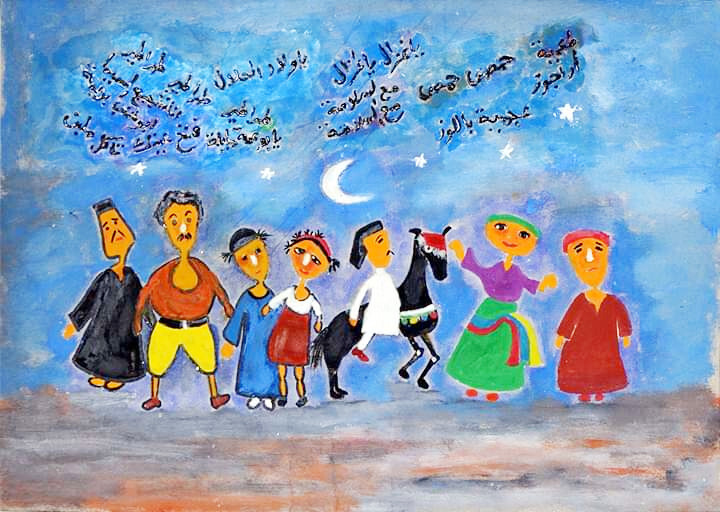 Malarstwo zatytułowany „الليلة الكبيرة” autorstwa Hamdy Mahmoud, Oryginalna praca, Olej