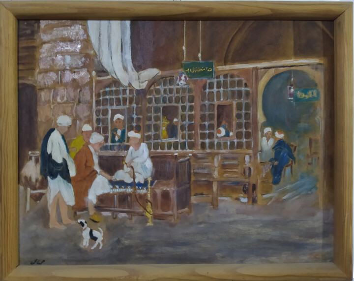 Malarstwo zatytułowany „مقهى شرقى” autorstwa Hamdy Mahmoud, Oryginalna praca, Olej