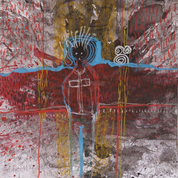 Peinture intitulée "Le destin du jeune…" par Hamed Ouattara, Œuvre d'art originale, Acrylique