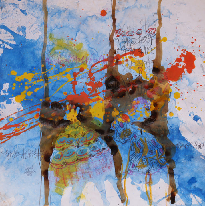 Painting titled "faire chemin enssem…" by Hamed Ouattara, Original Artwork, Acrylic