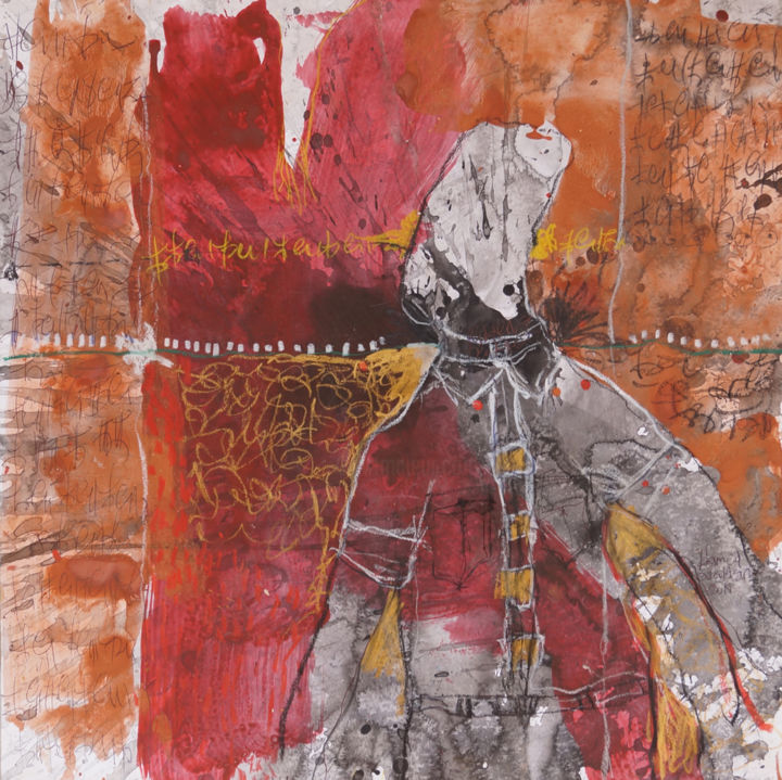 Картина под названием "Le courageux" - Hamed Ouattara, Подлинное произведение искусства, Акрил