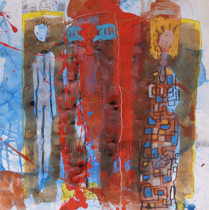 Pintura intitulada "Le télépathe" por Hamed Ouattara, Obras de arte originais, Acrílico