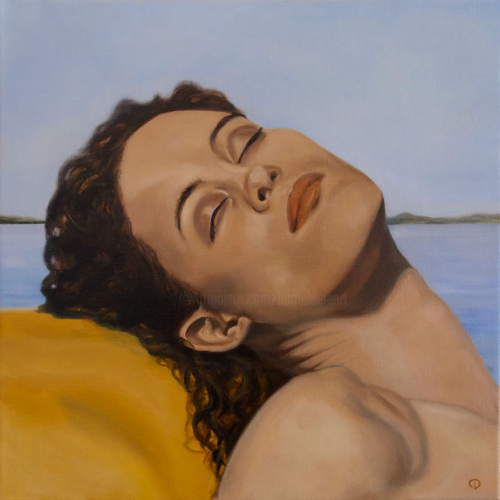 Schilderij getiteld "Lake Champlain" door Danielle Hameleers, Origineel Kunstwerk, Olie Gemonteerd op Canvas brancard
