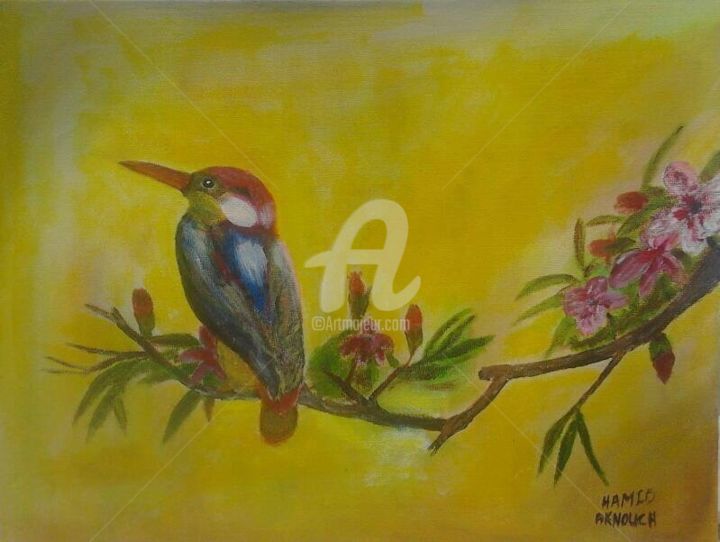 Peinture intitulée "Magic bird" par Hamid Aknouch, Œuvre d'art originale, Acrylique