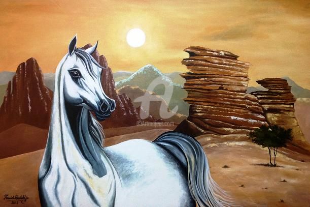 Pintura titulada "Wandering in Sahara…" por Hamid Bouteldja, Obra de arte original