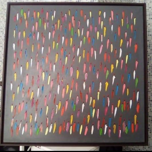 Peinture intitulée "La Foulle" par Hamid Khantour, Œuvre d'art originale, Émail Monté sur Châssis