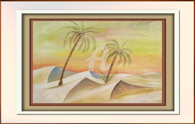 Painting titled "les sables de desert" by Hamid Kadri, Original Artwork, Oil
