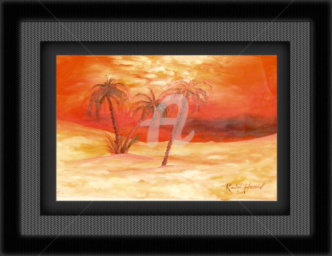 Peinture intitulée "coucher de soleil a…" par Hamid Kadri, Œuvre d'art originale, Huile