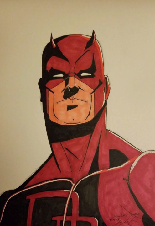Pintura titulada "Marvel Daredevil 1" por Hami Onur Semiz, Obra de arte original