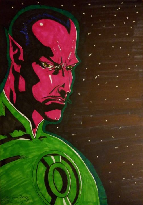 Painting titled "DC Sinestro" by Hami Onur Semiz, Original Artwork