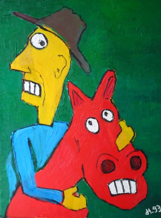 Painting titled "Ross und Reiter / H…" by Dieter Hamm, Original Artwork