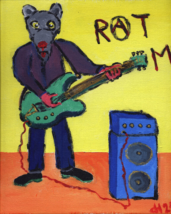 Peinture intitulée "Rat Music" par Dieter Hamm, Œuvre d'art originale, Acrylique