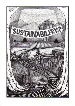 Drawing titled "SUSTAINABILITY?" by David Vincent Hammer, Original Artwork