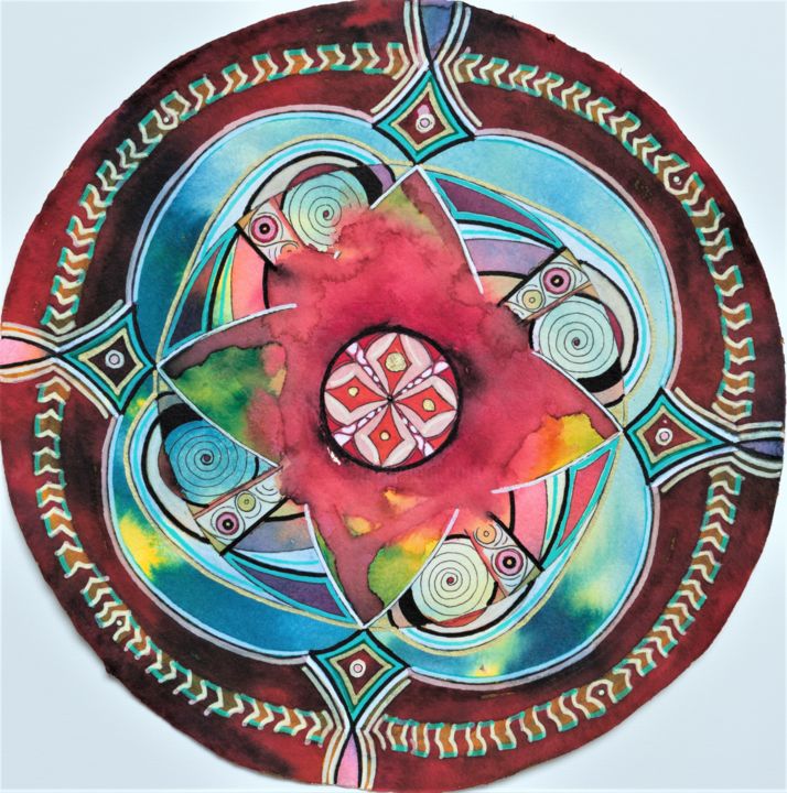 Schilderij getiteld ""Rayonner"" door Christel Totté, Origineel Kunstwerk, Inkt
