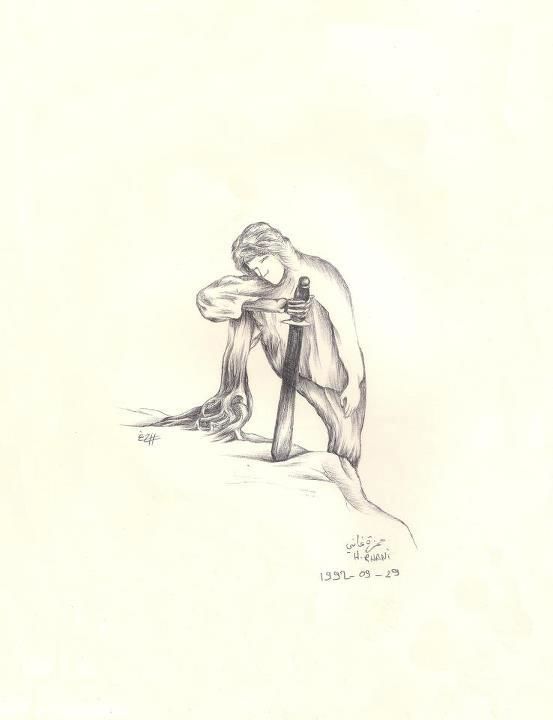 Drawing titled "le sommet" by Hamza Rhani, Original Artwork, Ballpoint pen