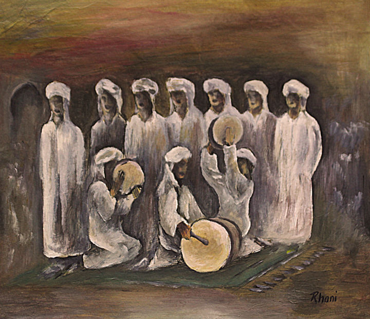 Ζωγραφική με τίτλο "Ahwach" από Hamza Rhani, Αυθεντικά έργα τέχνης, Ακρυλικό