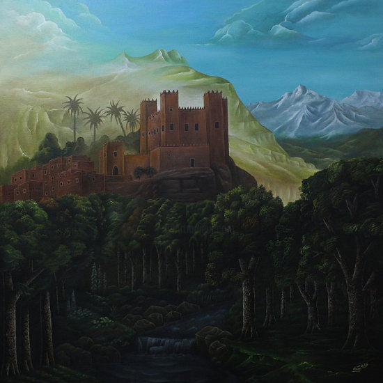 Painting titled "Kasbah d'imilchil" by Hamza Rhani, Original Artwork, Acrylic