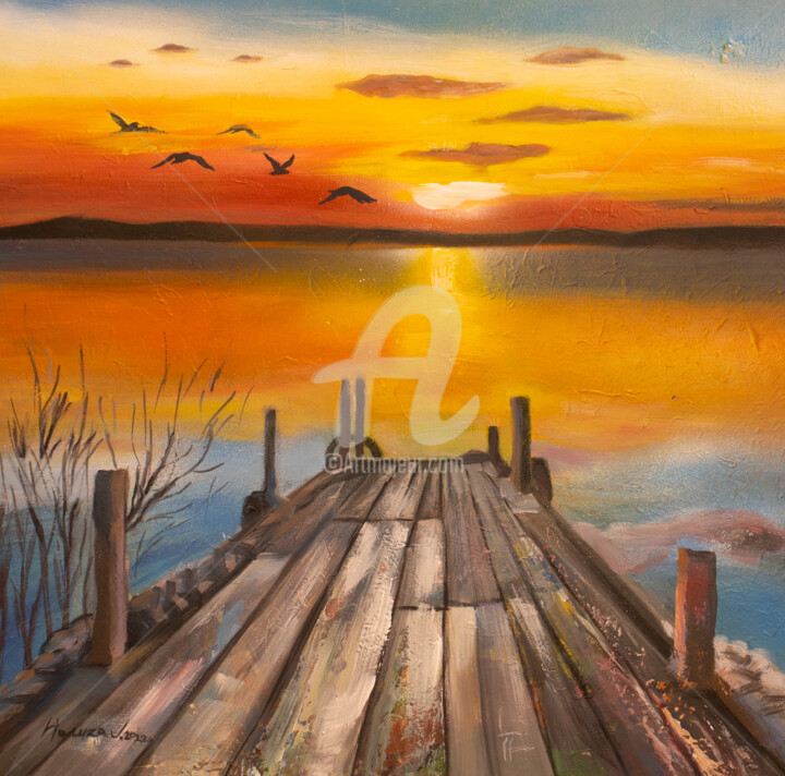 Pittura intitolato "Sunset" da Hamzart, Opera d'arte originale, Acrilico
