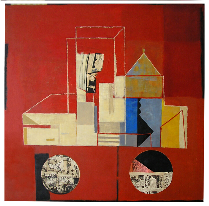Painting titled "Carro rosso" by Hana Silberstein, Original Artwork, Acrylic Mounted on Wood Stretcher frame