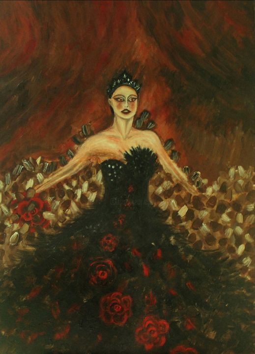 「Black Swan」というタイトルの絵画 Hana Agićによって, オリジナルのアートワーク, アクリル