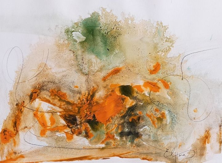 Peinture intitulée "la terre est une or…" par Hanae Eloudghyry, Œuvre d'art originale, Acrylique