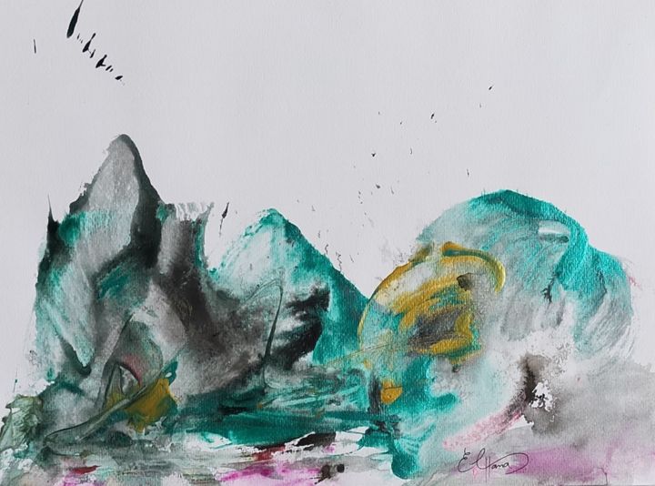 Картина под названием "Tempête de couleurs" - Hanae Eloudghyry, Подлинное произведение искусства, Акрил