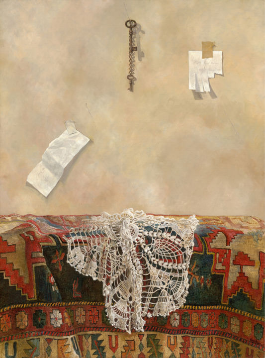 Картина под названием "carpet-key-85x110.j…" - Hanan Milner, Подлинное произведение искусства, Масло